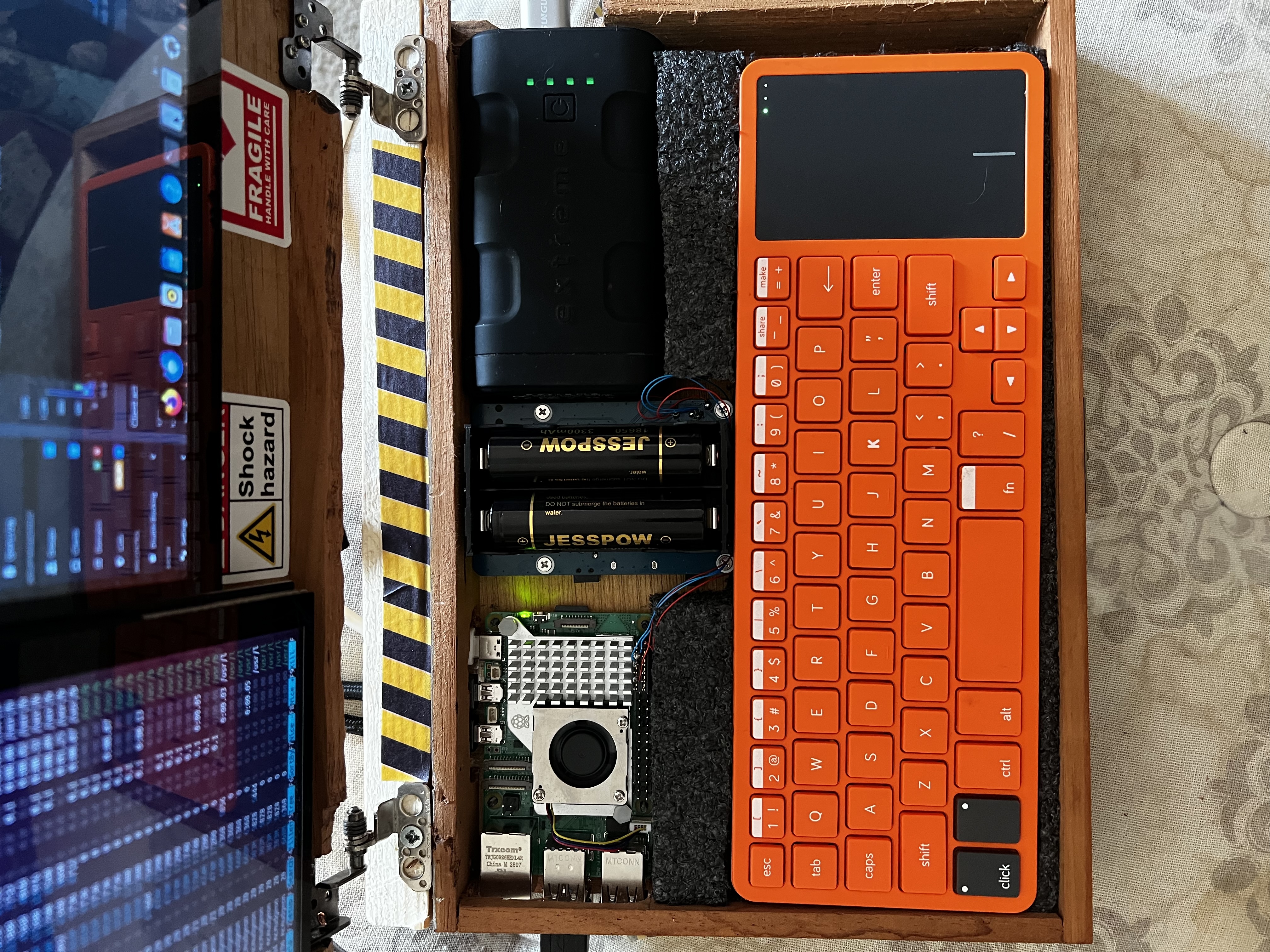 cyGar-01 — top view showing both screens in use